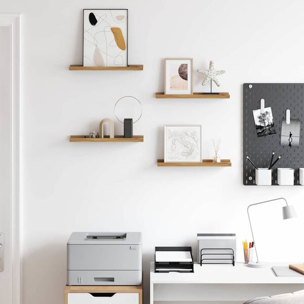 vidaXL Falpolc polcokkal t&aacute;rol&oacute;val 4 pcs Barna 40 x 9 x 3 cm Faanyag