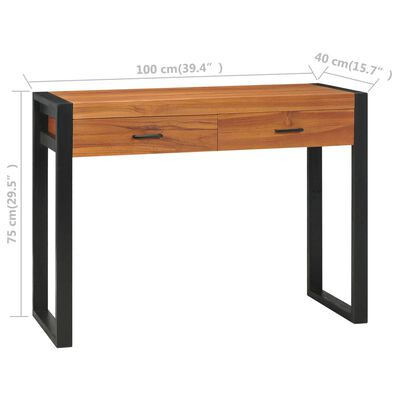 vidaXL újrahasznosított tíkfa íróasztal 2 fiókkal 100 x 40 x 75 cm