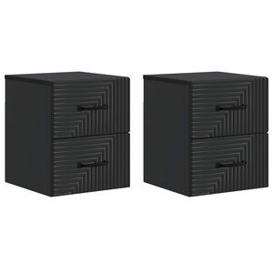 vidaXL Fali &eacute;jjeli szekr&eacute;ny 2 db Fekete 34,5 x 33 x 40 cm Szerelt Fa