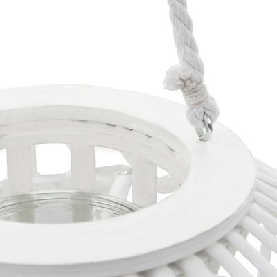 vidaXL fehér fonott vessző függő gyertyatartó lámpás