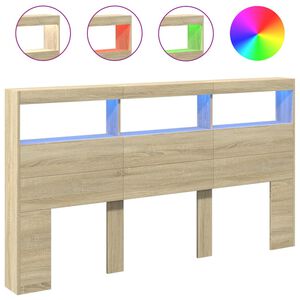 vidaXL sonoma t&ouml;lgy sz&iacute;nű &aacute;thidal&oacute;szekr&eacute;ny LED-ekkel 180 x 17 x 102 cm