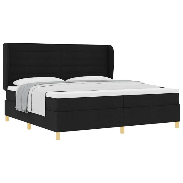 vidaXL Boxspring &aacute;gy matraccal S&ouml;t&eacute;tsz&uuml;rke 90x190 cm Sz&ouml;vet Fekete