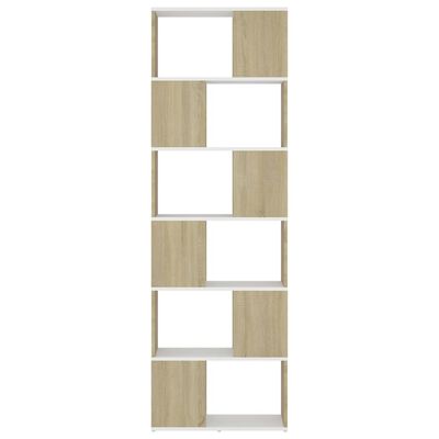 vidaXL fehér-sonoma színű térelválasztó könyvszekrény 60 x 24 x 186 cm