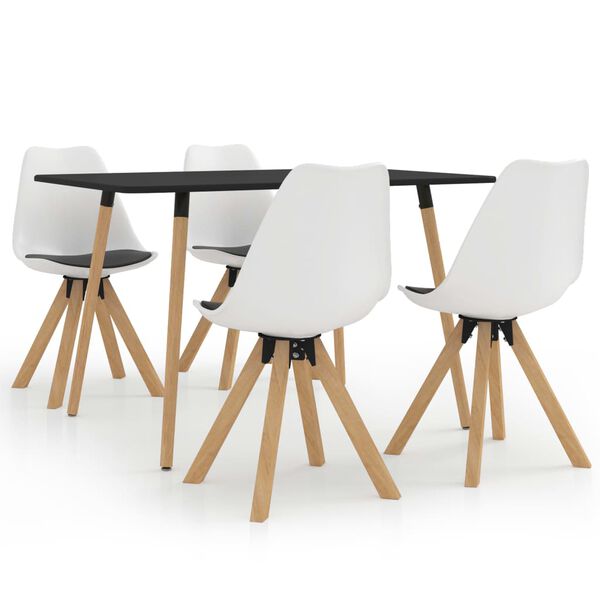 vidaXL 5 r&eacute;szes feh&eacute;r &eacute;s fekete &eacute;tkezőszett