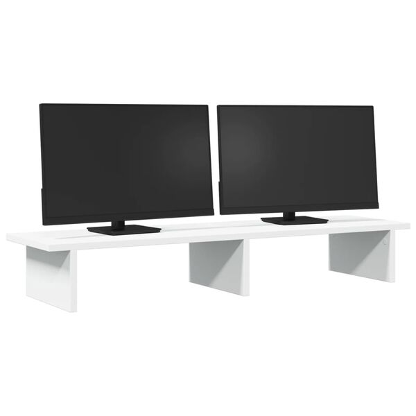 vidaXL feh&eacute;r szerelt fa monitor&aacute;llv&aacute;ny 100 x 27 x 15 cm