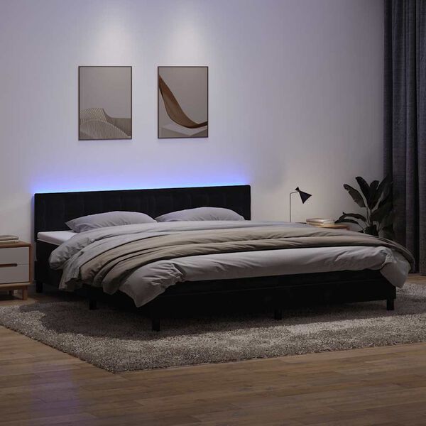 vidaXL fekete b&aacute;rsony rug&oacute;s &eacute;s LED-es &aacute;gy matraccal 200x210 cm