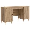 vidaXL Asztal polcokkal K&eacute;zműves T&ouml;lgy 142,5 x 50 x 75 cm Szerelt Fa