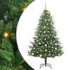 vidaXL Műfenyő vil&aacute;g&iacute;t&aacute;ssal &eacute;s g&ouml;mbk&eacute;szlettel Z&ouml;ld 180 cm PVC &eacute;s PE