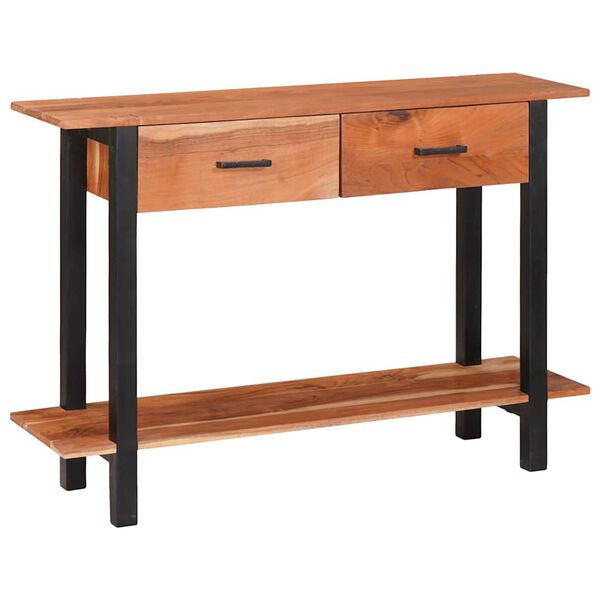 vidaXL Konzolasztal fi&oacute;kkal polcokkal Barna &eacute;s fekete 110 x 30 x 75 cm