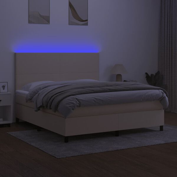 vidaXL kr&eacute;msz&iacute;nű sz&ouml;vet rug&oacute;s &eacute;s LED-es &aacute;gy matraccal 180 x 200 cm