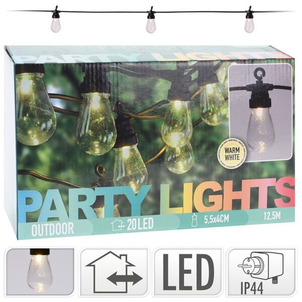 ProGarden 20 izz&oacute;s LED party f&eacute;ny szett 4,5 V