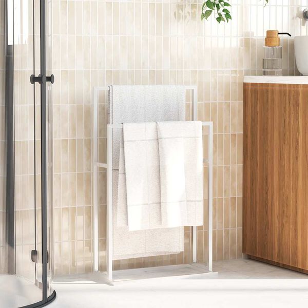 vidaXL szabadon &aacute;ll&oacute; feh&eacute;r vas t&ouml;r&ouml;lk&ouml;zőtart&oacute; 48 x 24 x 78,5 cm