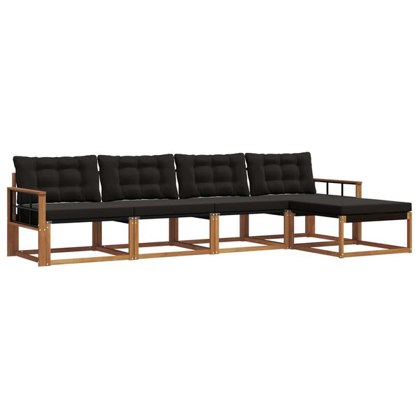 vidaXL K&uuml;lt&eacute;ri kanap&eacute; szett p&aacute;rn&aacute;val 5 pcs Term&eacute;szetes &eacute;s fekete