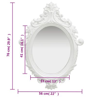 vidaXL fehér kastély stílusú fali tükör 56 x 76 cm