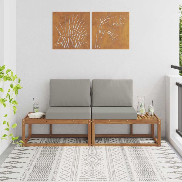 vidaXL K&uuml;lt&eacute;ri v&eacute;gleges kanap&eacute; 2 Darab Term&eacute;szetes &eacute;s Vil&aacute;gossz&uuml;rke