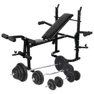vidaXL s&uacute;lyz&oacute;pad &aacute;llv&aacute;nnyal, egykezes &eacute;s k&eacute;tkezes s&uacute;lyz&oacute;szettel 120 kg