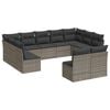 vidaXL 11 r&eacute;szes sz&uuml;rke polyrattan kerti &uuml;lőgarnit&uacute;ra p&aacute;rn&aacute;kkal