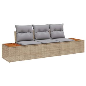vidaXL Kerti Kanap&eacute; Szett 3 pcs b&eacute;zs &eacute;s vil&aacute;gossz&uuml;rke Poli rattan