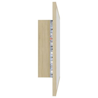 vidaXL sonoma-tölgy akril LED-es fürdőszobai tükör 60x8,5x37 cm