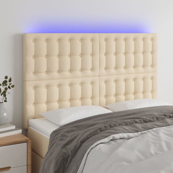 vidaXL kr&eacute;msz&iacute;nű sz&ouml;vet LED-es fejt&aacute;mla 144x5x118/128 cm