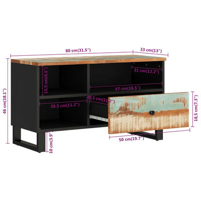 vidaXL tömör újrahasznosított és szerelt fa TV-szekrény 80x33x46 cm