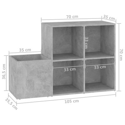vidaXL betonszürke forgácslap előszobai cipősszekrény 105x35,5x70 cm