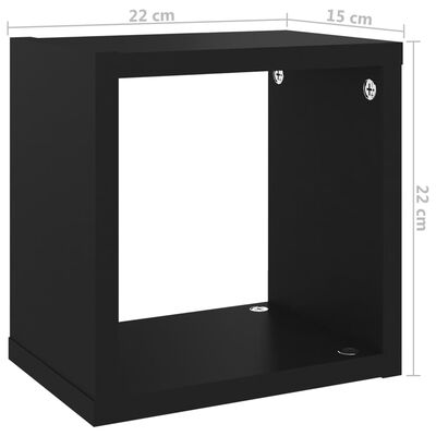 vidaXL 6 db fekete forgácslap fali kockapolc 22 x 15 x 22 cm