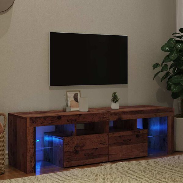 vidaXL antik fa sz&iacute;nű szerelt fa TV-szekr&eacute;ny LED-ekkel 140x36,5x40 cm
