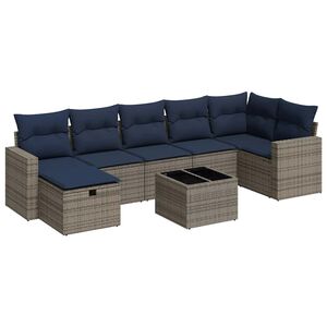 vidaXL 8 r&eacute;szes sz&uuml;rke polyrattan kerti &uuml;lőgarnit&uacute;ra p&aacute;rn&aacute;kkal