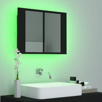 vidaXL fekete LED-es tükrös fürdőszobaszekrény 60 x 12 x 45 cm
