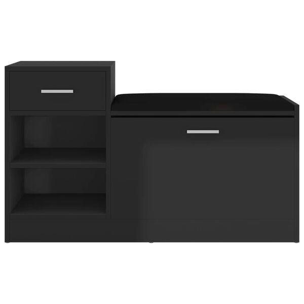 vidaXL magasf&eacute;nyű fekete szerelt fa cipőt&aacute;rol&oacute; pad 94,5 x 31 x 57 cm