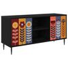 vidaXL TV szekr&eacute;ny ESSEN 102 x 33 x 51 cm Fekete T&ouml;lgy Szerelt Fa