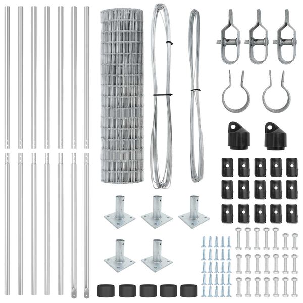 vidaXL Ker&iacute;t&eacute;s oszlopokkal Ez&uuml;st 1,2 x 10 m Ac&eacute;l