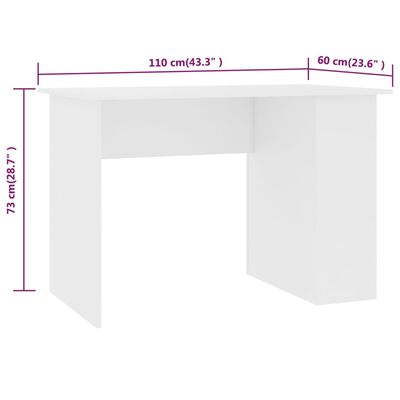 vidaXL fehér forgácslap íróasztal 110 x 60 x 73 cm