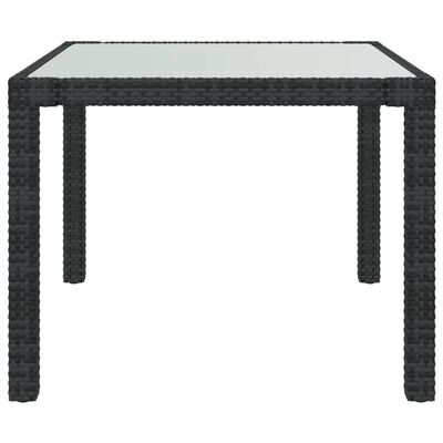 vidaXL fekete polyrattan és edzett üveg kerti asztal 90 x 90 x 75 cm