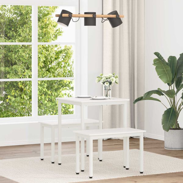 vidaXL &Eacute;tkezőasztal Feh&eacute;r 60 x 60 x 75 cm T&ouml;m&ouml;r fenyőfa