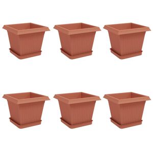 vidaXL N&ouml;v&eacute;nycser&eacute;p 6 pcs T&eacute;gla V&ouml;r&ouml;s 20 x 20 x 16 cm Műanyag