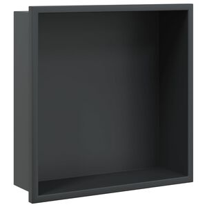 vidaXL matt fekete rozsdamentes ac&eacute;l zuhanypolc 32 x 32 x 9 cm