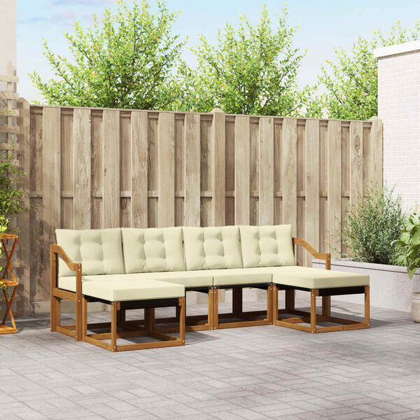 vidaXL K&uuml;lt&eacute;ri kanap&eacute; szett p&aacute;rn&aacute;val 6 pcs Term&eacute;szetes &eacute;s kr&eacute;msz&iacute;nű