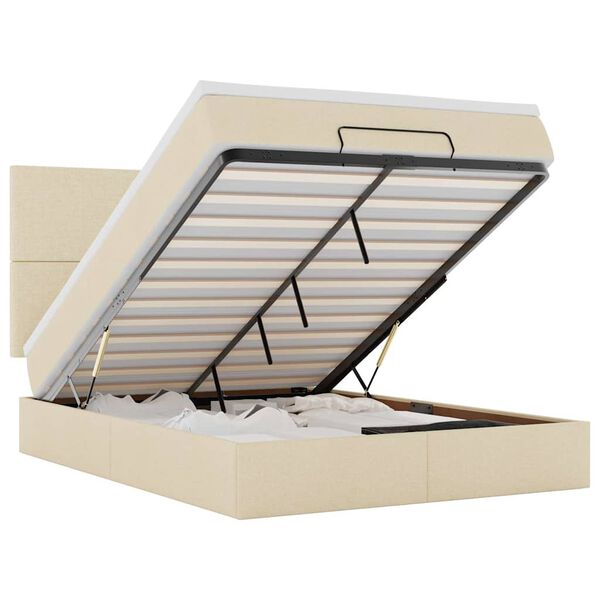 vidaXL Oszm&aacute;n &aacute;gykeret matracokkal kr&eacute;m 140x190cm sz&ouml;vet