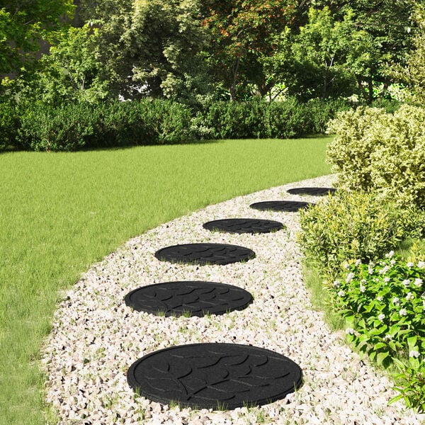 vidaXL L&eacute;pőkő 6 pcs Fekete &Oslash; 44 x 2 cm Gumi