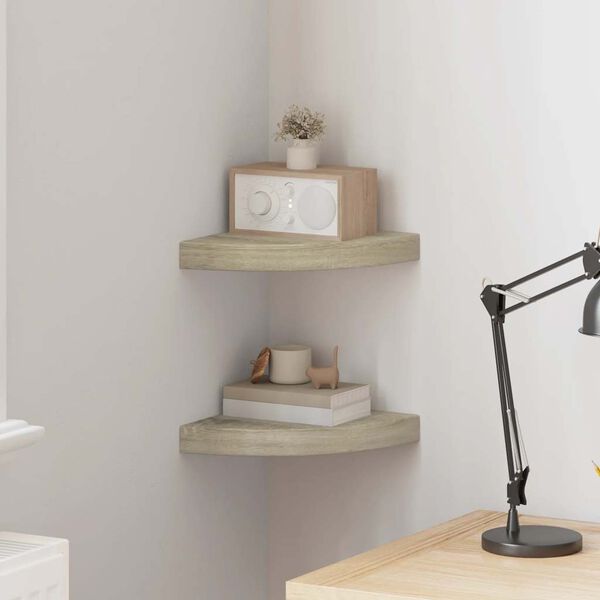 vidaXL 2 db t&ouml;lgysz&iacute;nű MDF lebegő sarokpolc 25 x 25 x 3,8 cm