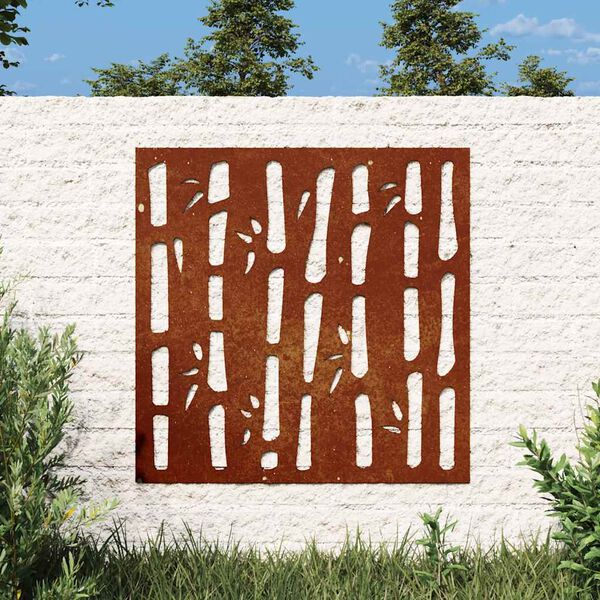 vidaXL bambuszmint&aacute;s corten ac&eacute;l kerti fald&iacute;sz 55x55 cm