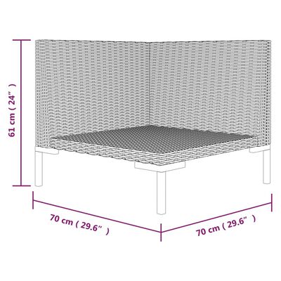 vidaXL félkör alakú polirattan kerti kanapé párnákkal