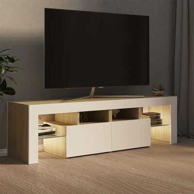 vidaXL fehér és sonoma-színű TV-szekrény LED-lámpákkal 140x36,5x40 cm