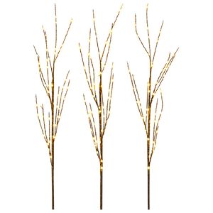 vidaXL LED-es r&eacute;z&aacute;g kar&aacute;csonyi dekor&aacute;ci&oacute; 3 db Barna 62 cm Ac&eacute;l 165 LED