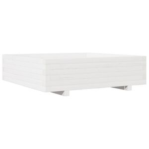 vidaXL feh&eacute;r t&ouml;m&ouml;r fenyőfa kerti vir&aacute;gl&aacute;da 90x90x26,5 cm