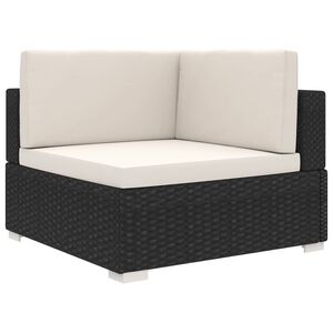 vidaXL 1 db fekete polyrattan modul&aacute;ris sarokfotel p&aacute;rn&aacute;kkal