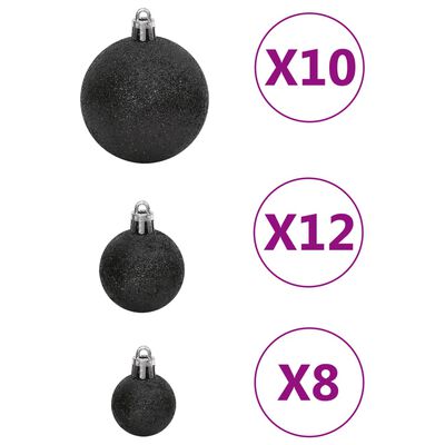 vidaXL 111 részes fekete polisztirol karácsonyi gömb szett