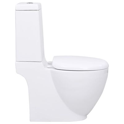 vidaXL fürdőszobai kerek fehér kerámia WC alsó vízelvezetéssel
